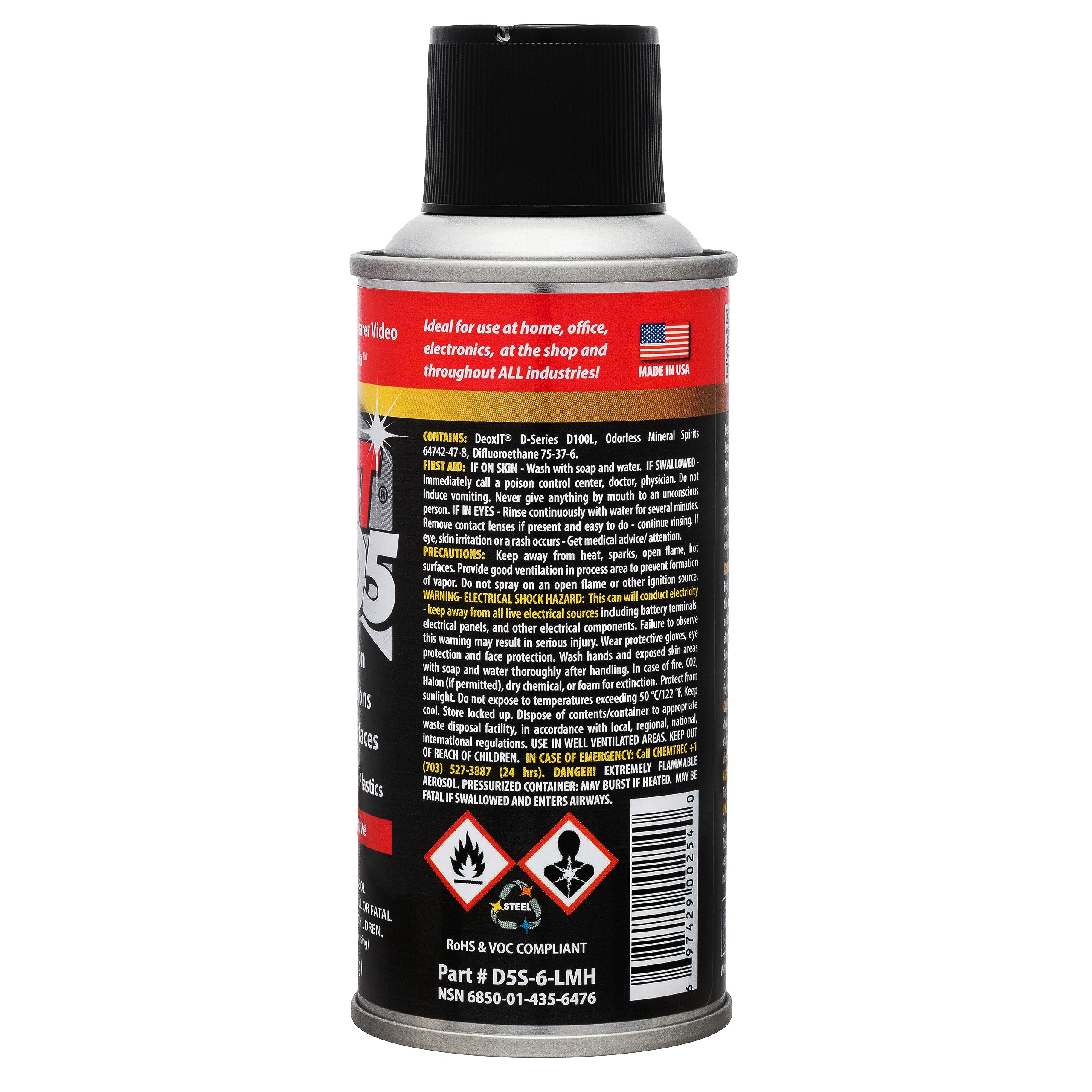 Hosa D5S-6 Caig Deoxit 5% Spray Contact Cleaner, 5 Oz.